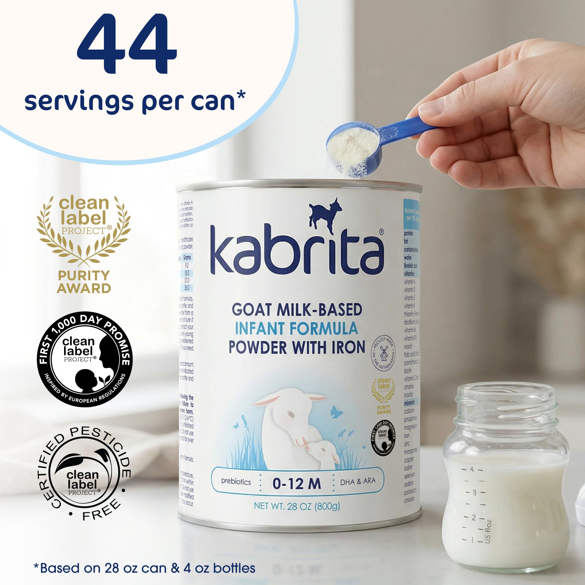 Kabrita detalle del polvo de fórmula que destaca textura fina y mezcla homogénea