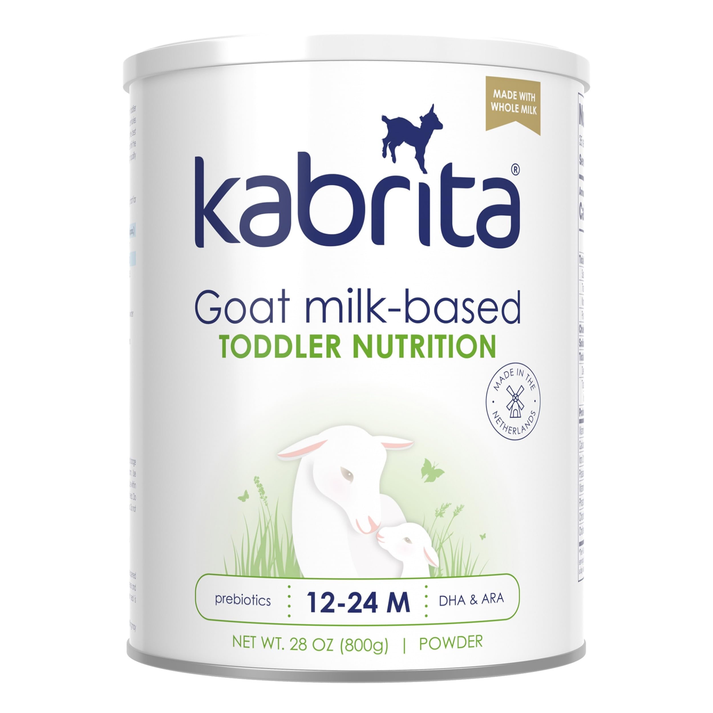 Kabrita envase frontal mostrando sello de etiqueta limpia y beneficio de digestión suave