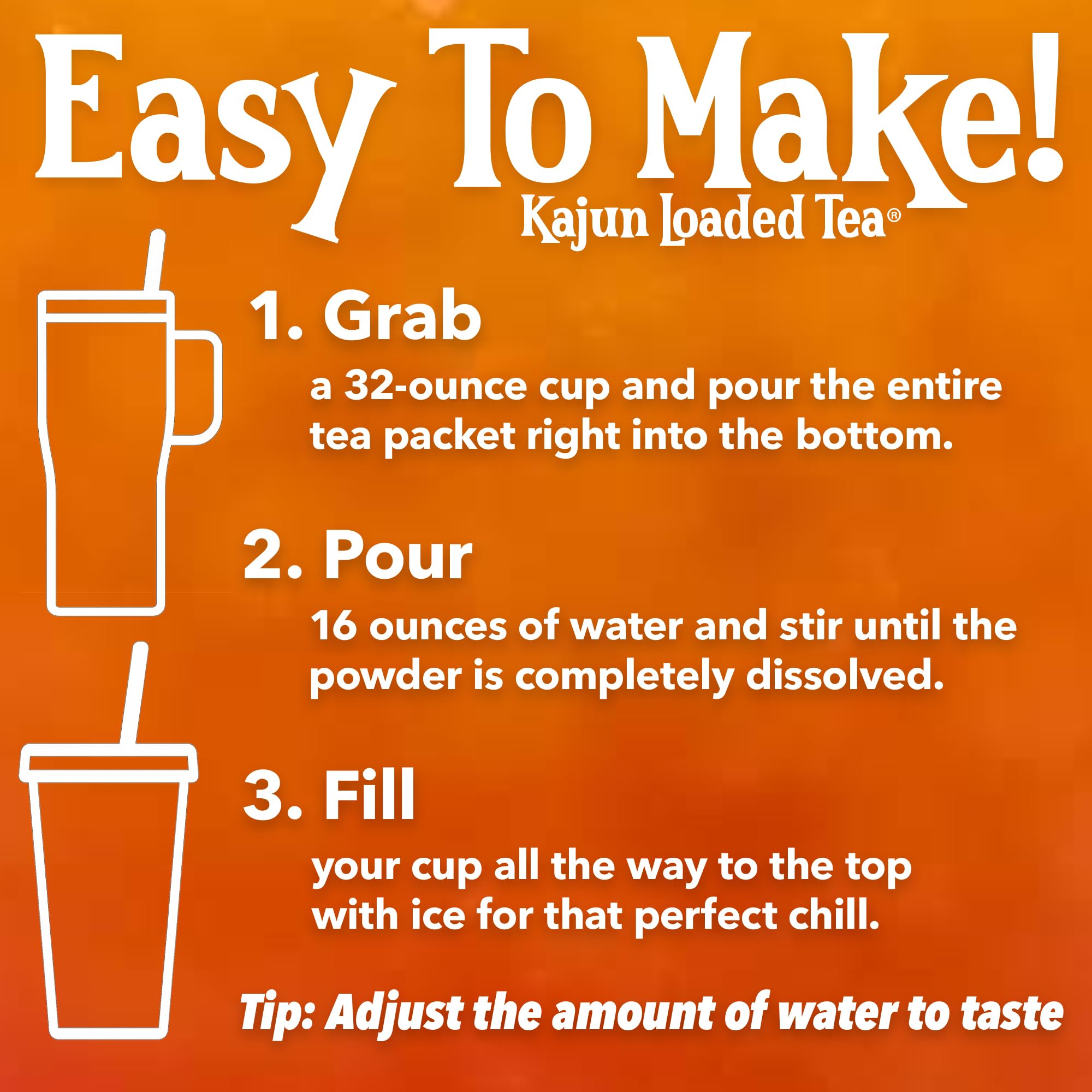 KaJun LOADED TEA comparación de tamaño junto a botella para referencia de porción