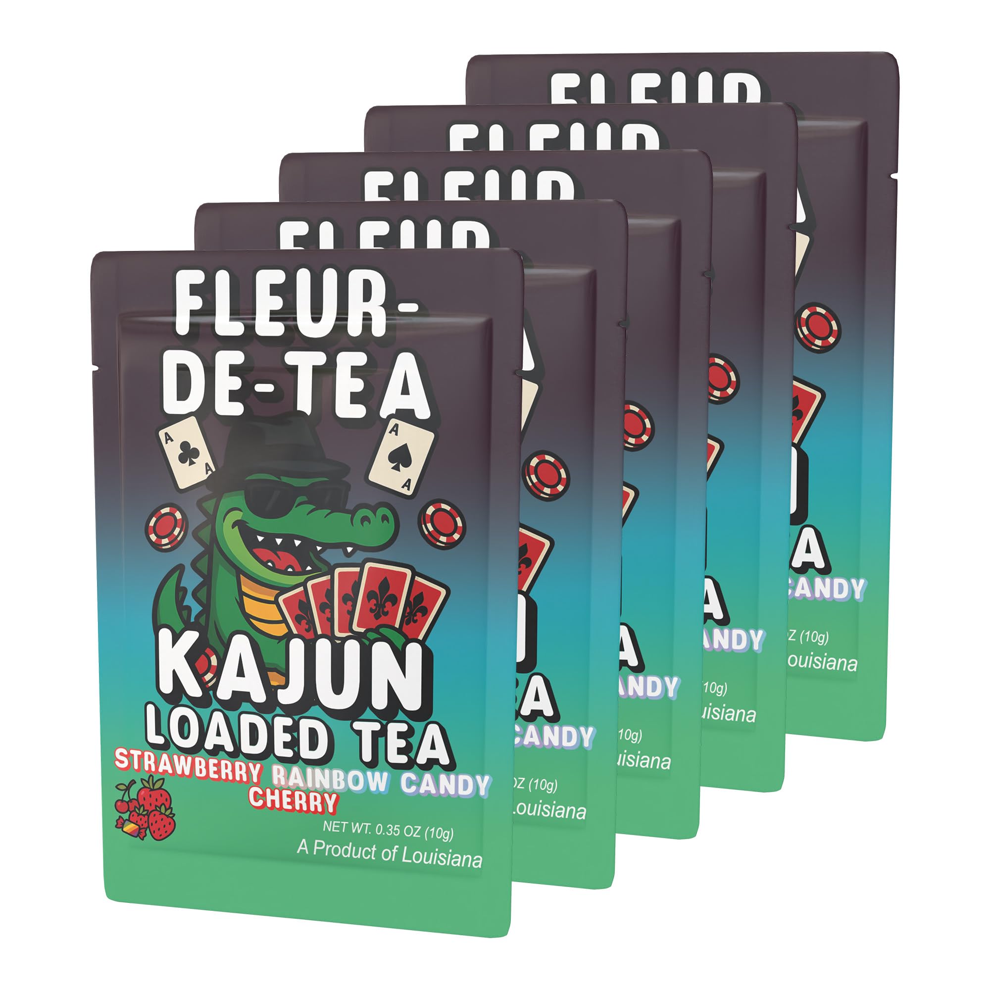 KaJun LOADED TEA polvo en primer plano, textura fina y mezcla homogénea