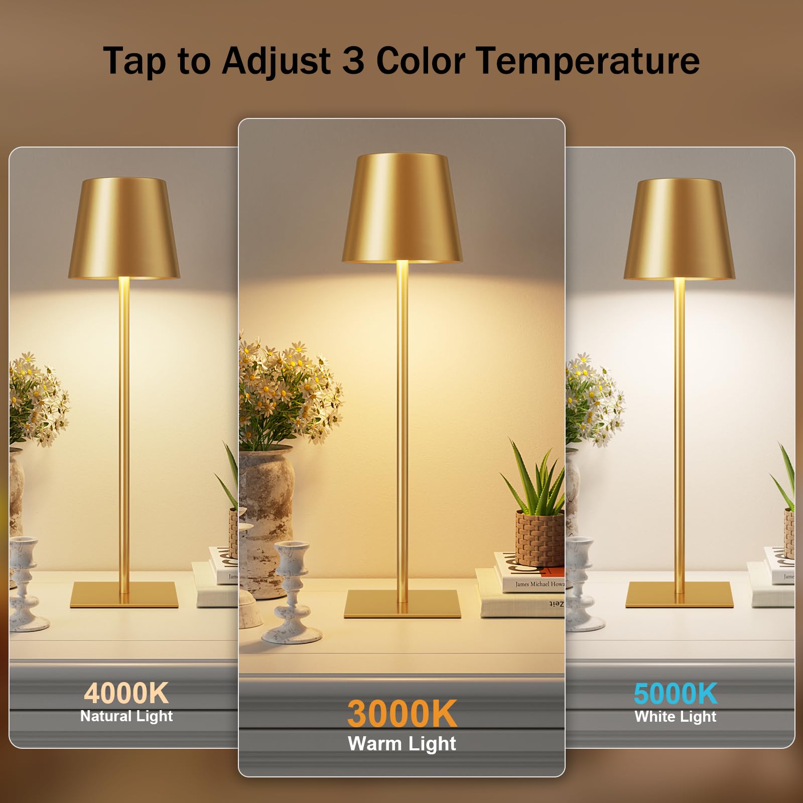 Kakanuo Gold close-up of touch button highlighting easy dimming and color control