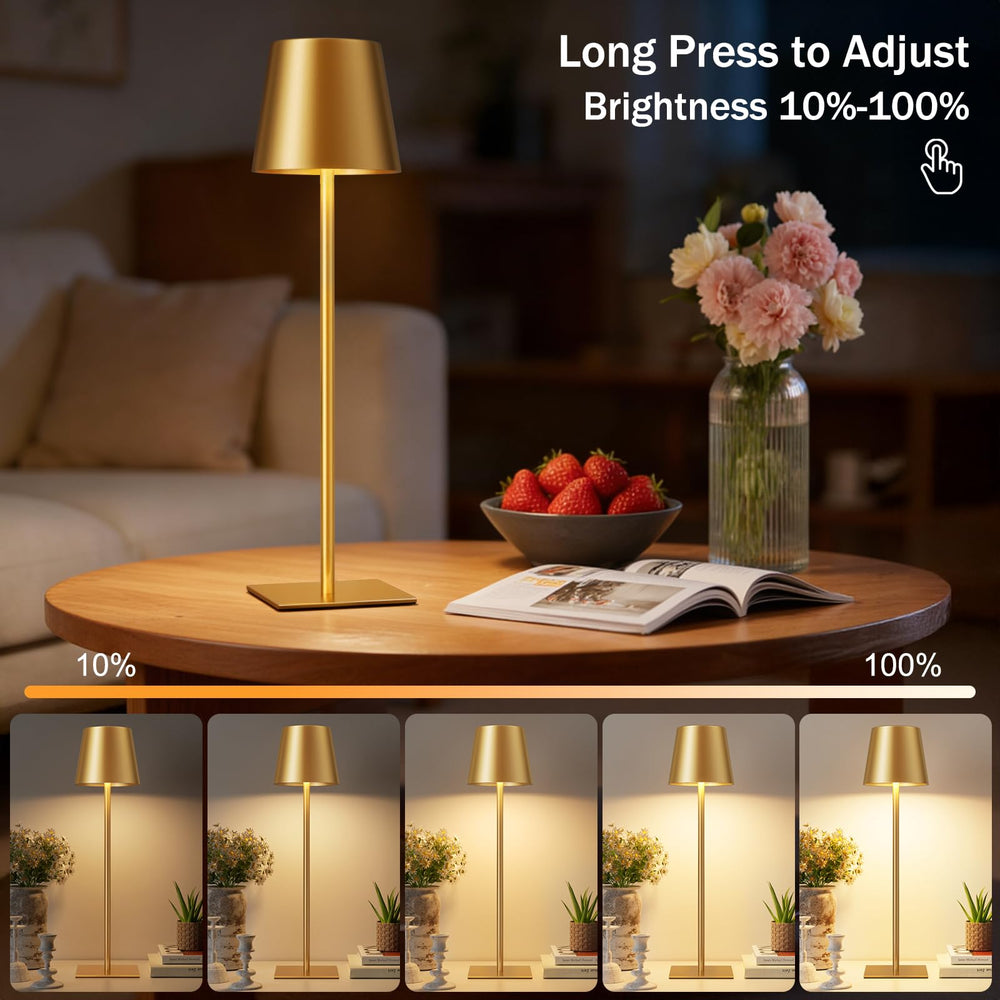 Kakanuo Gold on patio table at night offering warm ambient light for outdoor use
