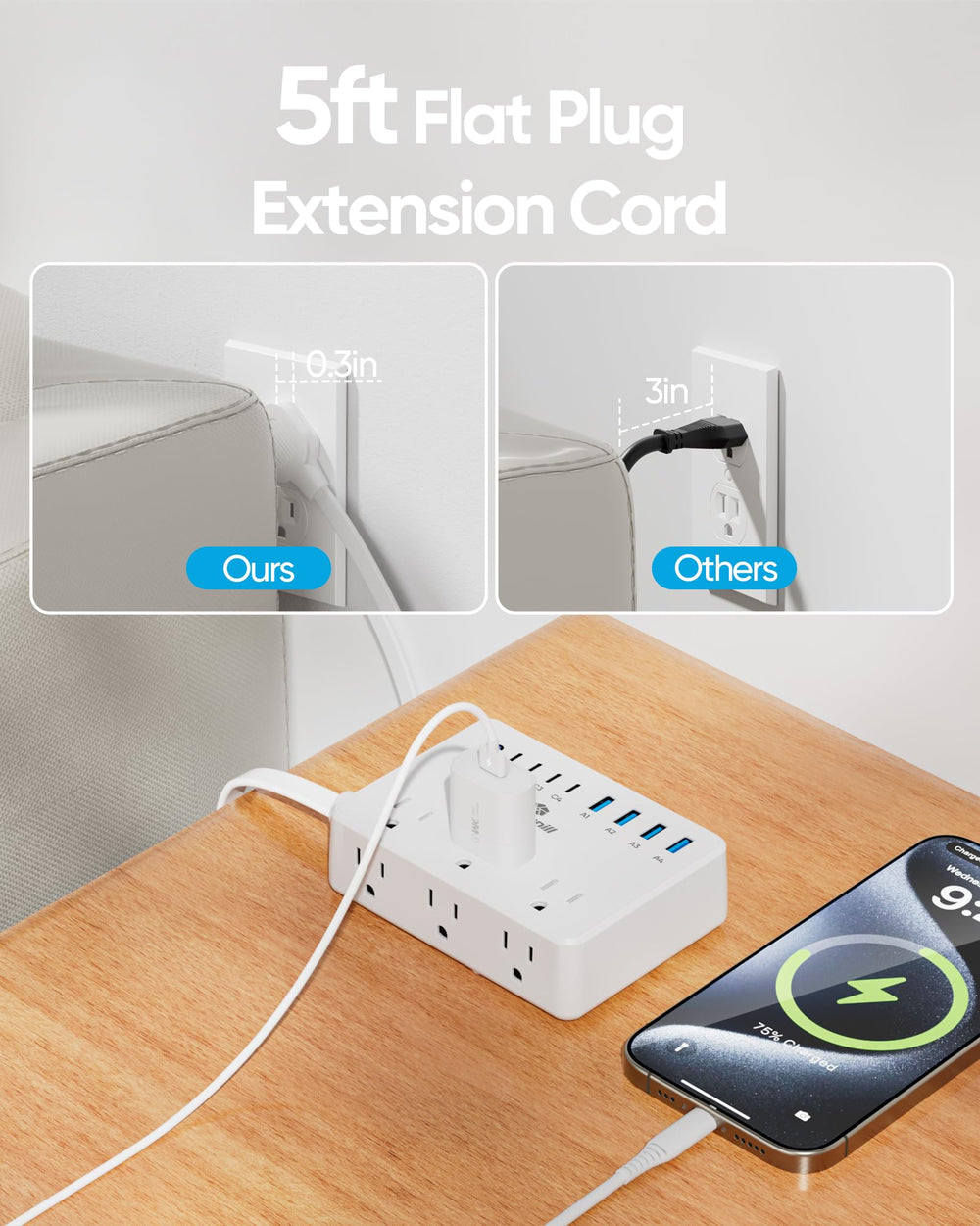 kakyanill regleta montada en pared ahorrando espacio y ordenando cables