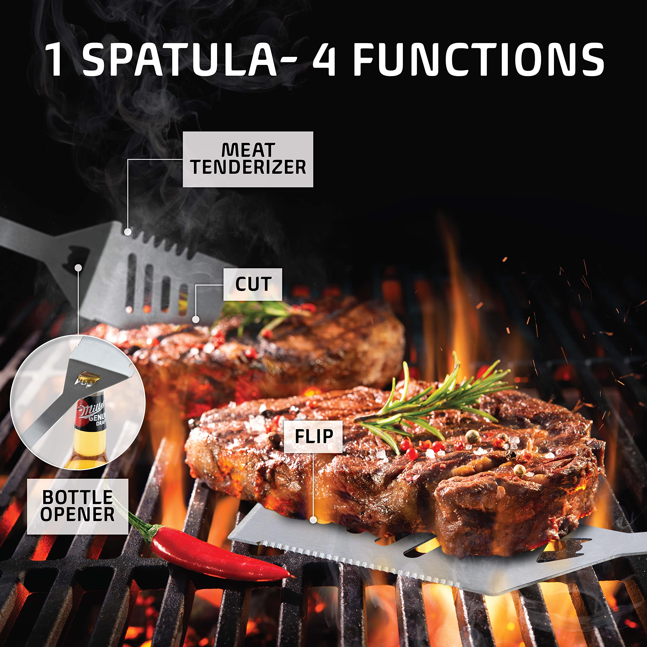 Kaluns grill brush with extra head ready for effective grate cleaning and maintenance