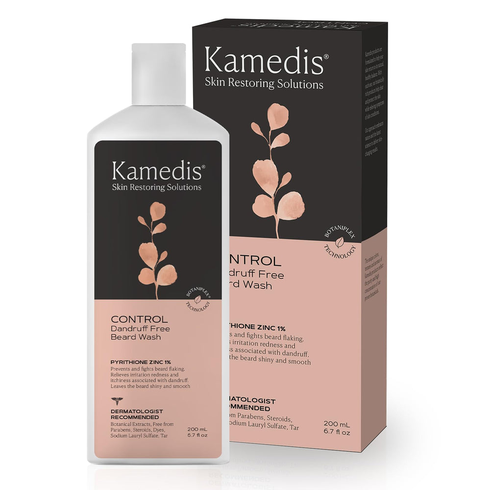 KAMEDIS envase frontal del Beard Wash para control de caspa