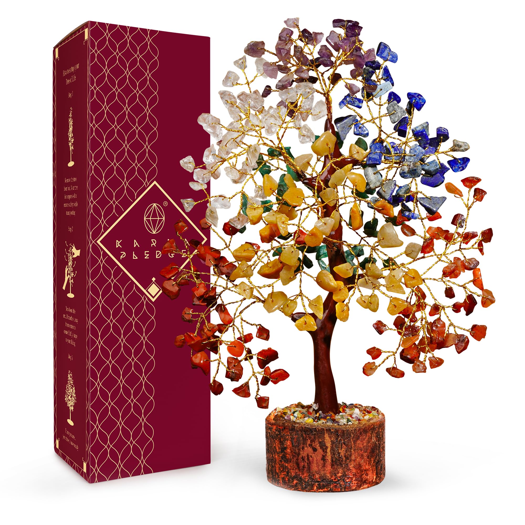 KARMAPLEDGE vista frontal del árbol de cristal que decora y aporta color