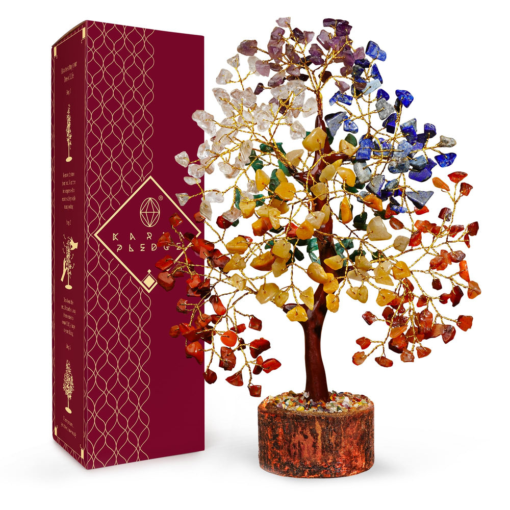 KARMAPLEDGE vista frontal del árbol de cristal que decora y aporta color