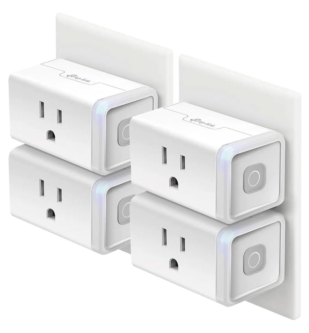 Kasa Smart frontal del pack HS103P4 mostrando cuatro enchufes y diseño compacto