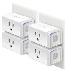 Kasa Smart frontal del pack HS103P4 mostrando cuatro enchufes y diseño compacto