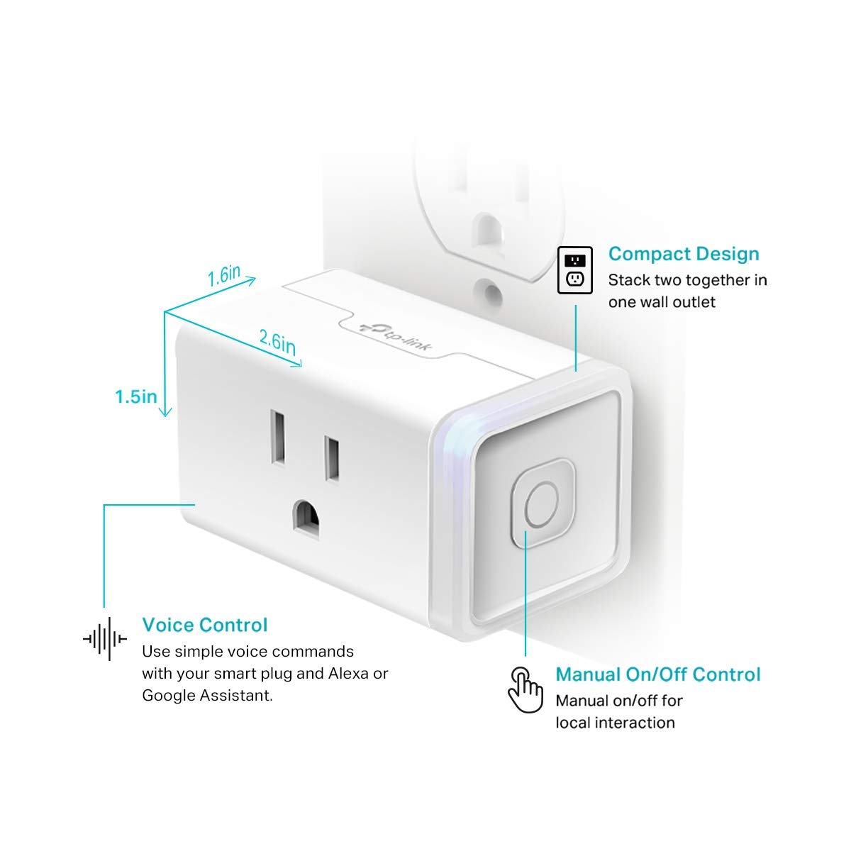 Kasa HS103 enchufe en uso controlando una lámpara por voz y app fácilmente
