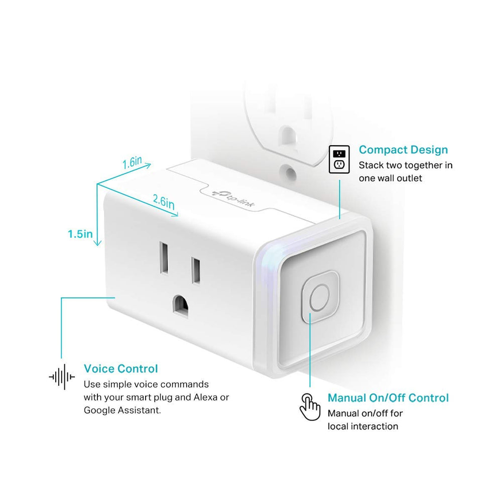 Kasa HS103 enchufe en uso controlando una lámpara por voz y app fácilmente