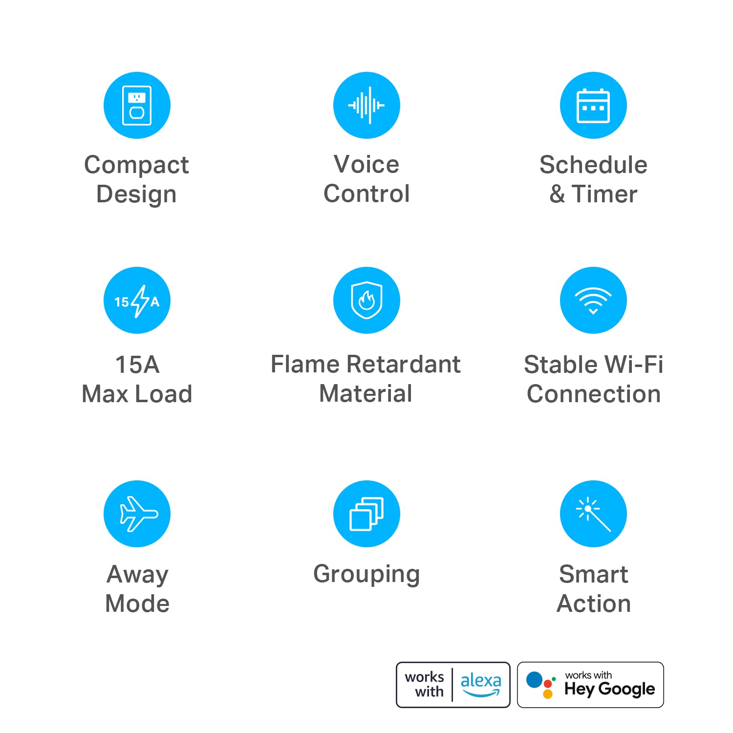 Kasa Smart enchufe lateral detalle del conector y materiales seguros