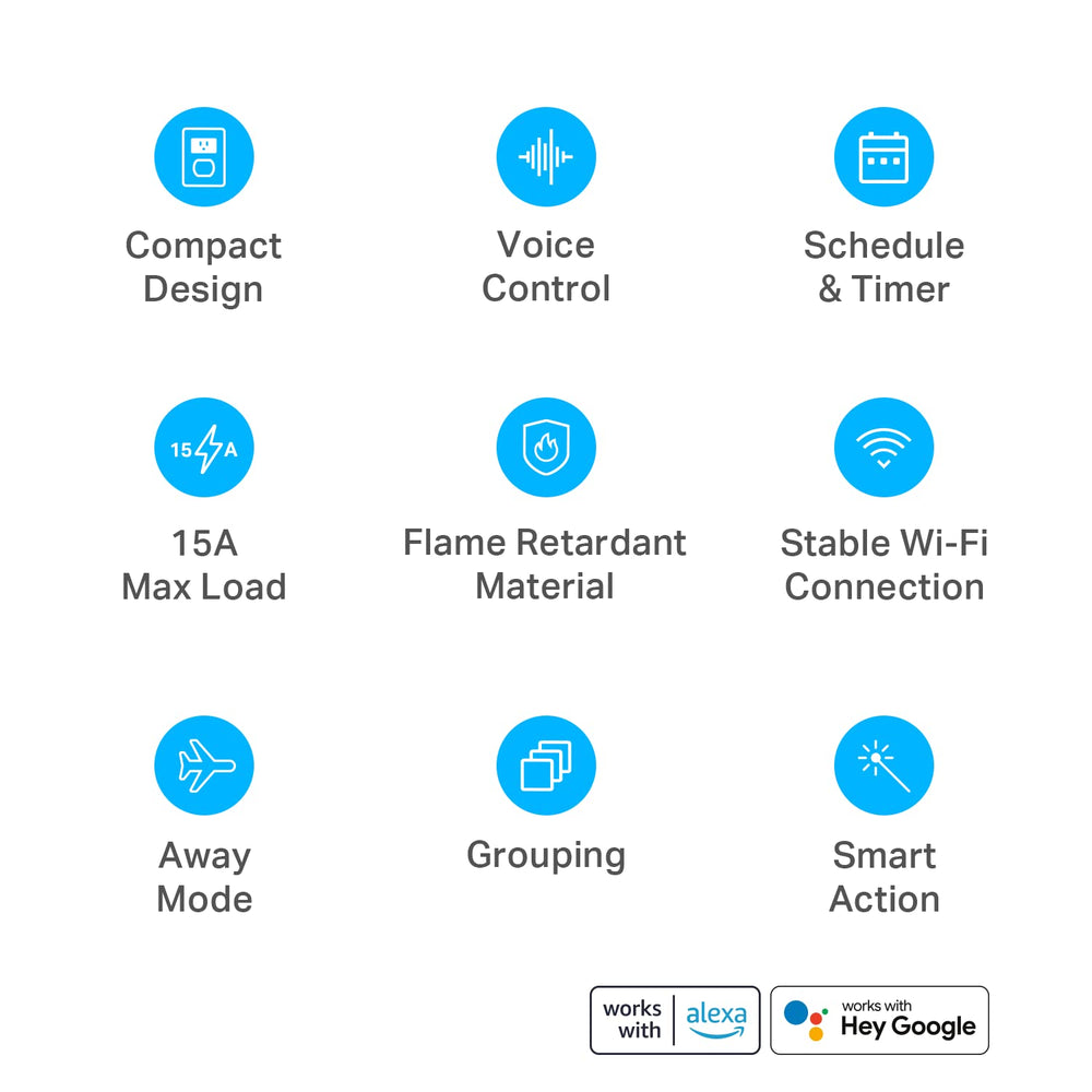 Kasa Smart enchufe lateral detalle del conector y materiales seguros