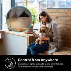 Kasa Smart HS220P3 primer plano de botones táctiles que facilita ajuste preciso