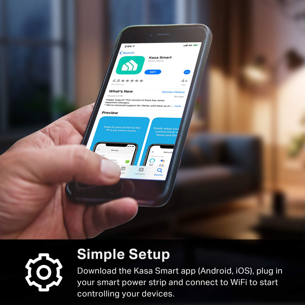 Kasa Smart KP303 etiqueta ETL visible que demuestra protección contra sobretensiones