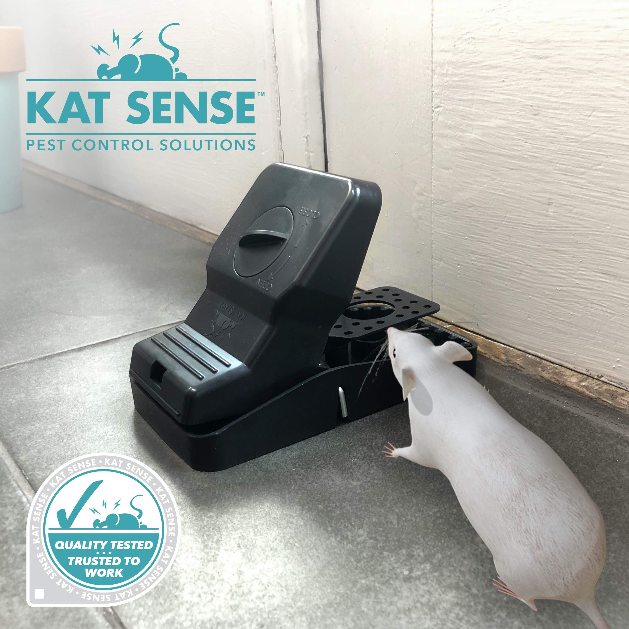 Kat Sense trap placed outdoors under a shed protecting property from rodents