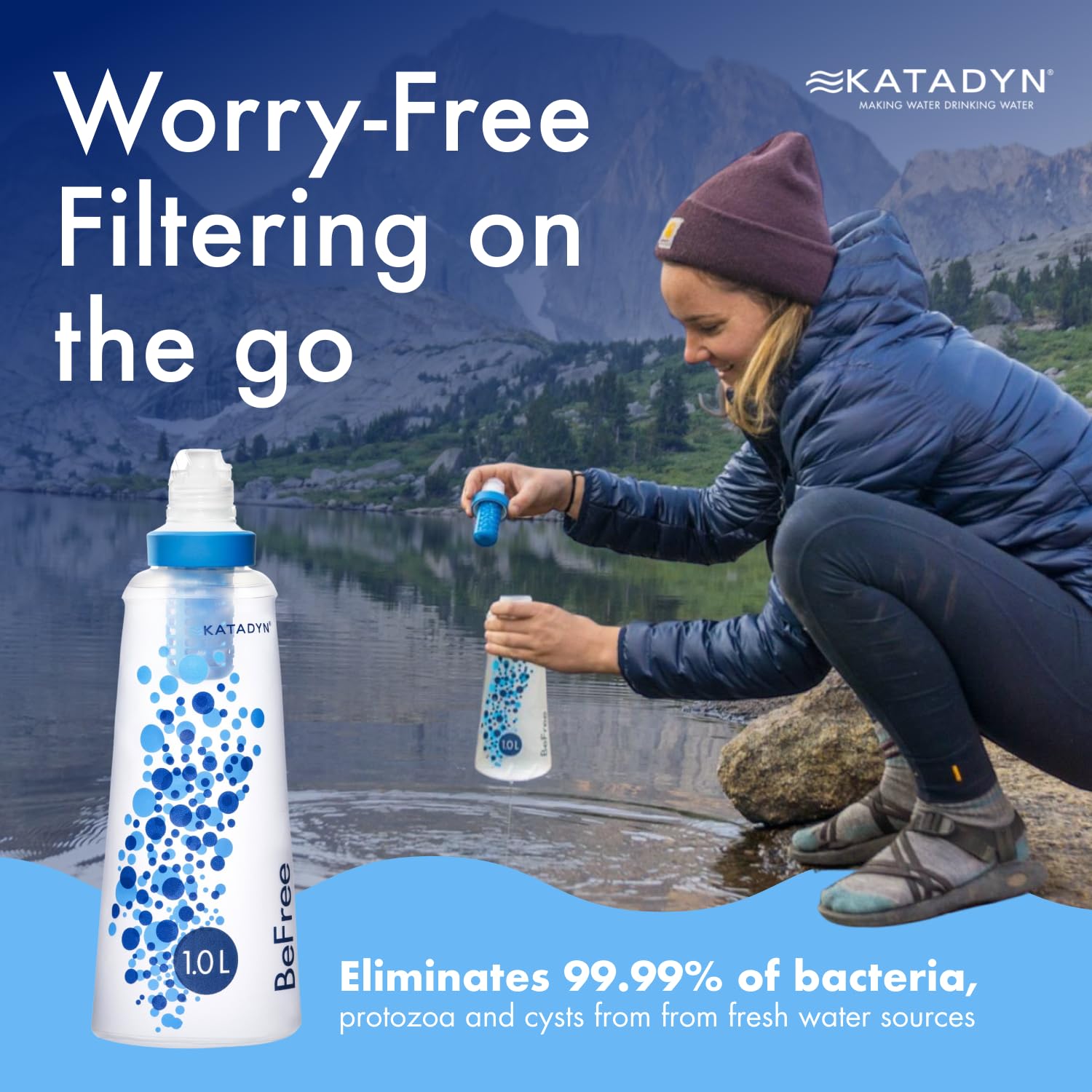 Katadyn BeFree detalle del filtro de membrana mostrando filtración rápida