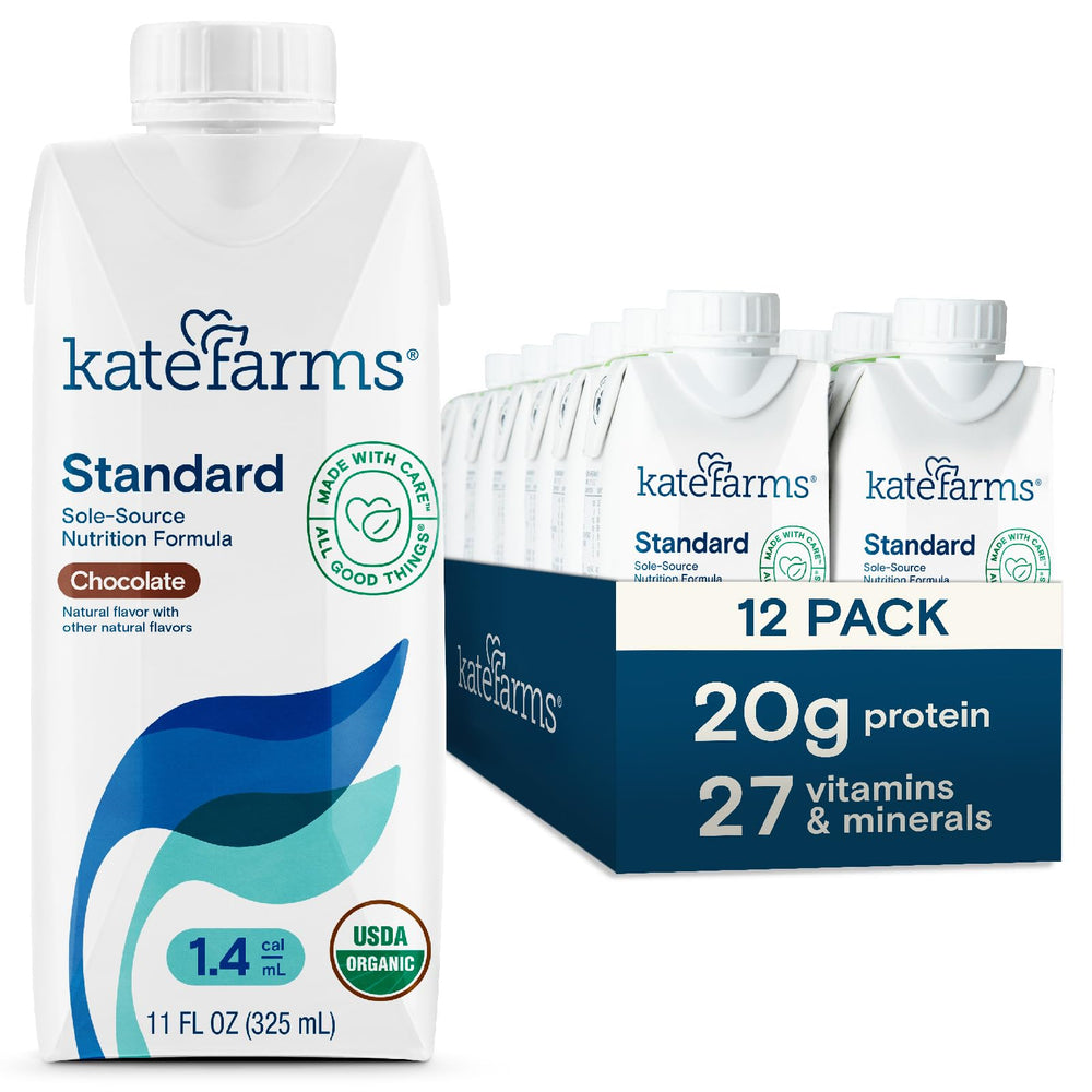 KATE FARMS batido chocolate frente mostrando etiqueta y beneficio nutricional