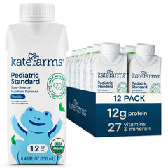 Kate Farms frente del envase mostrando diseño y sabor vainilla, aporta nutrición práctica