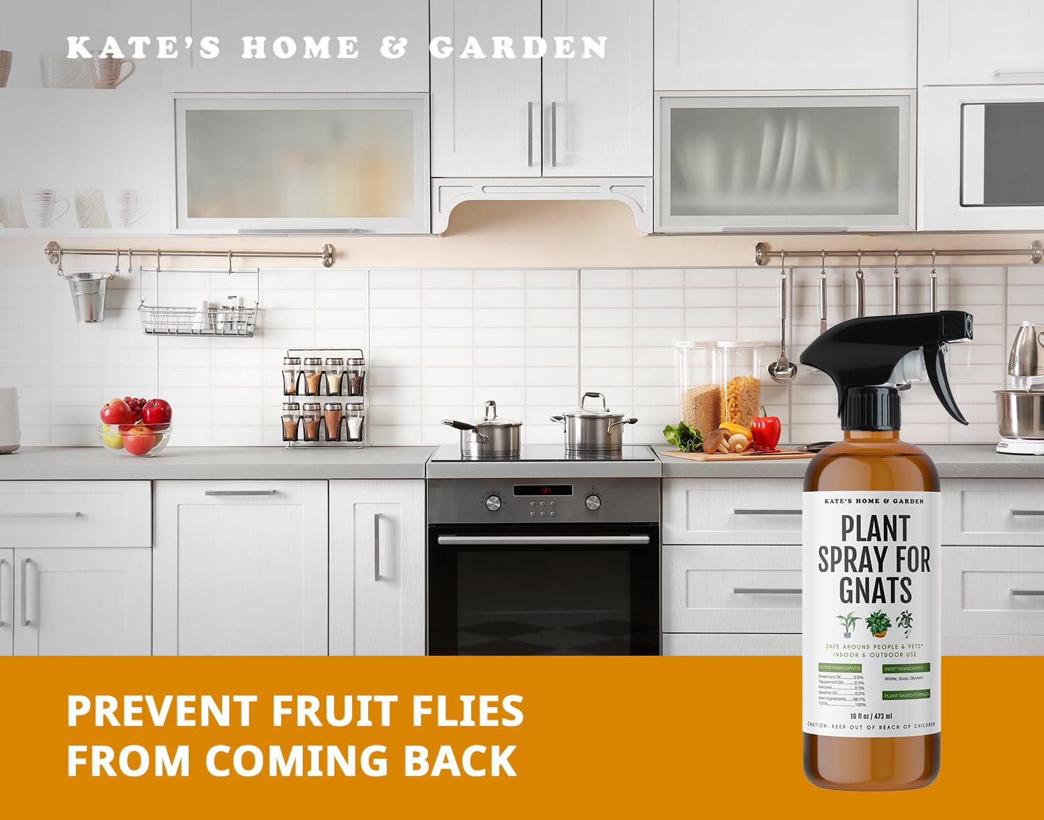 Kate's Home & Garden etiqueta con instrucciones, uso seguro y claro
