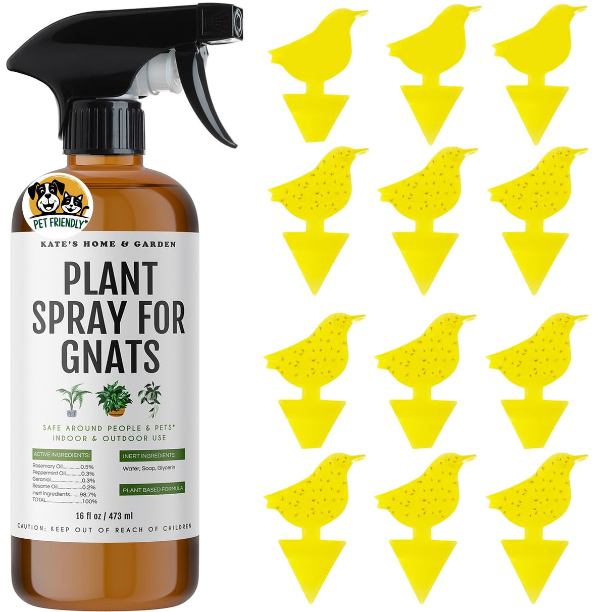 Kate's Home & Garden vista frontal del spray y trampas, control eficaz
