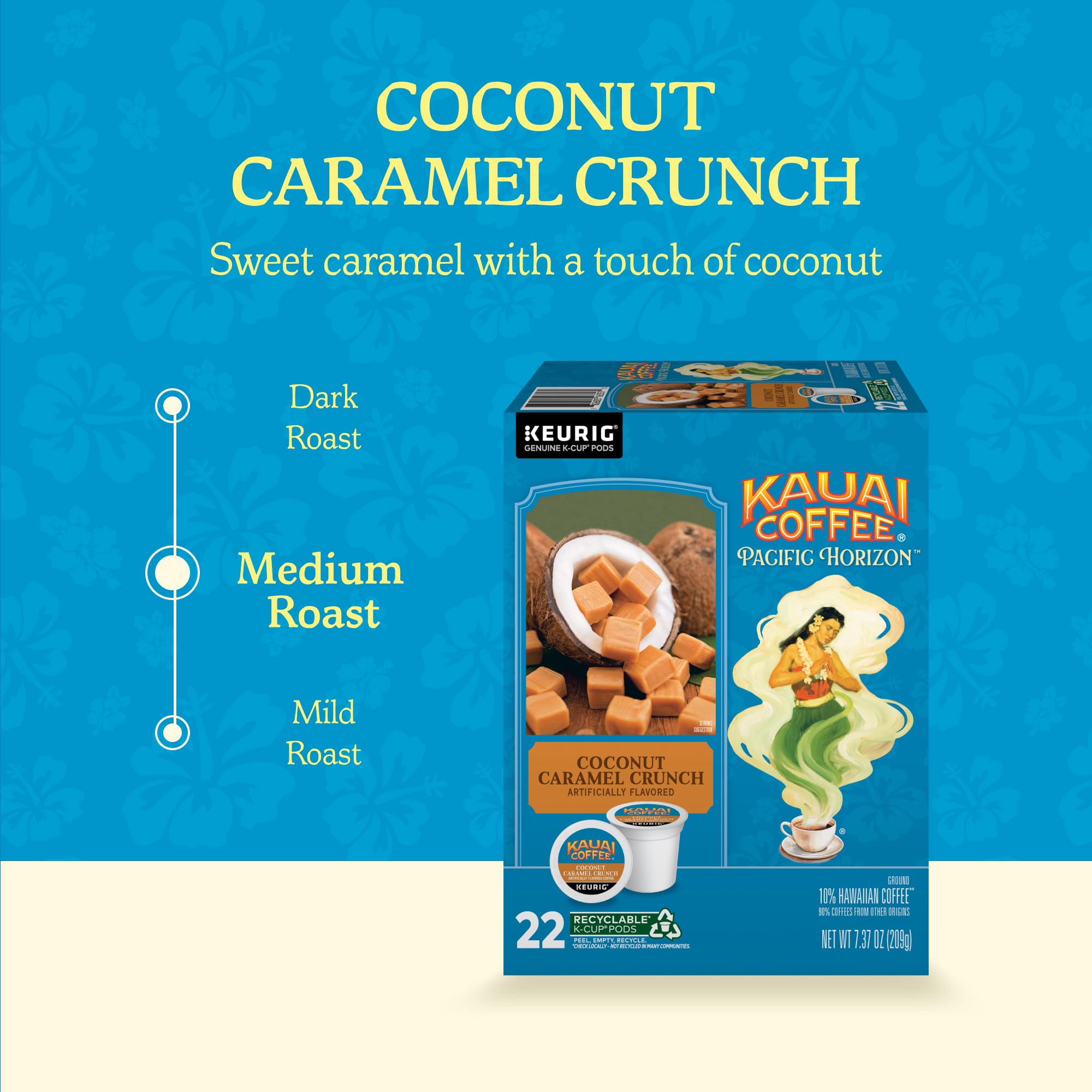 Kauai Coffee granos Arábica detalle mostrando origen hawaiano