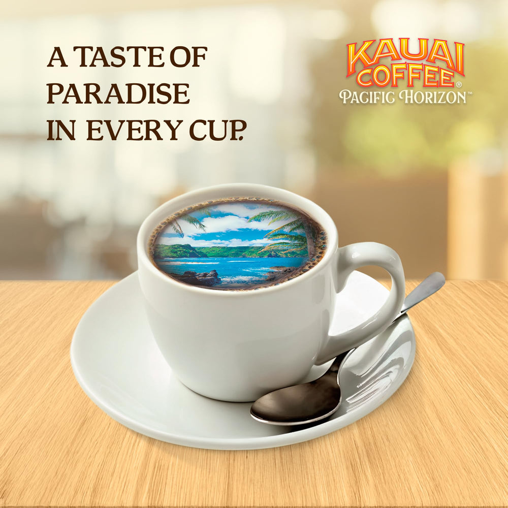Kauai Coffee etiqueta de origen indicando 10% Arábica de Kauai