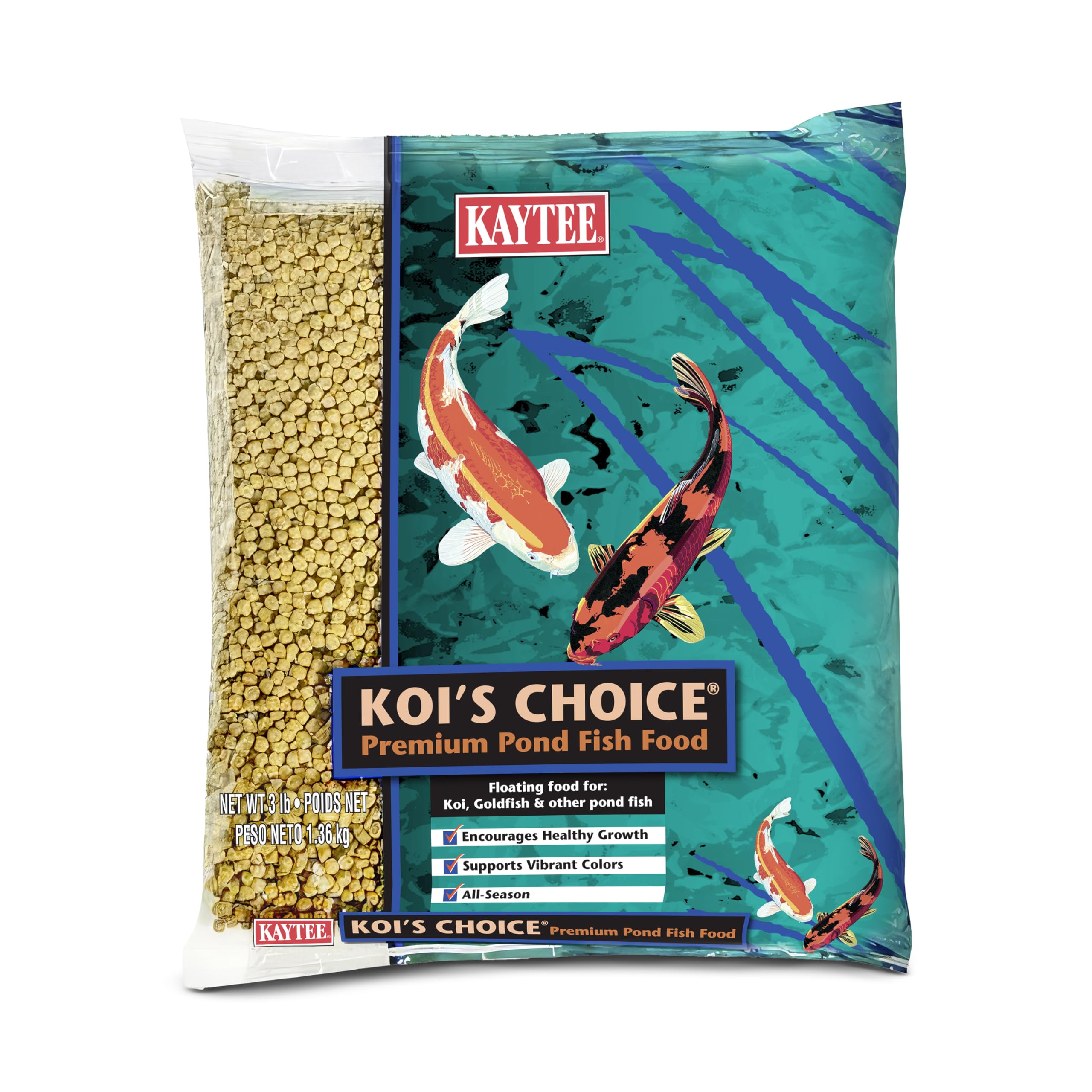 Kaytee empaque frontal Koi's Choice mostrando beneficios visibles