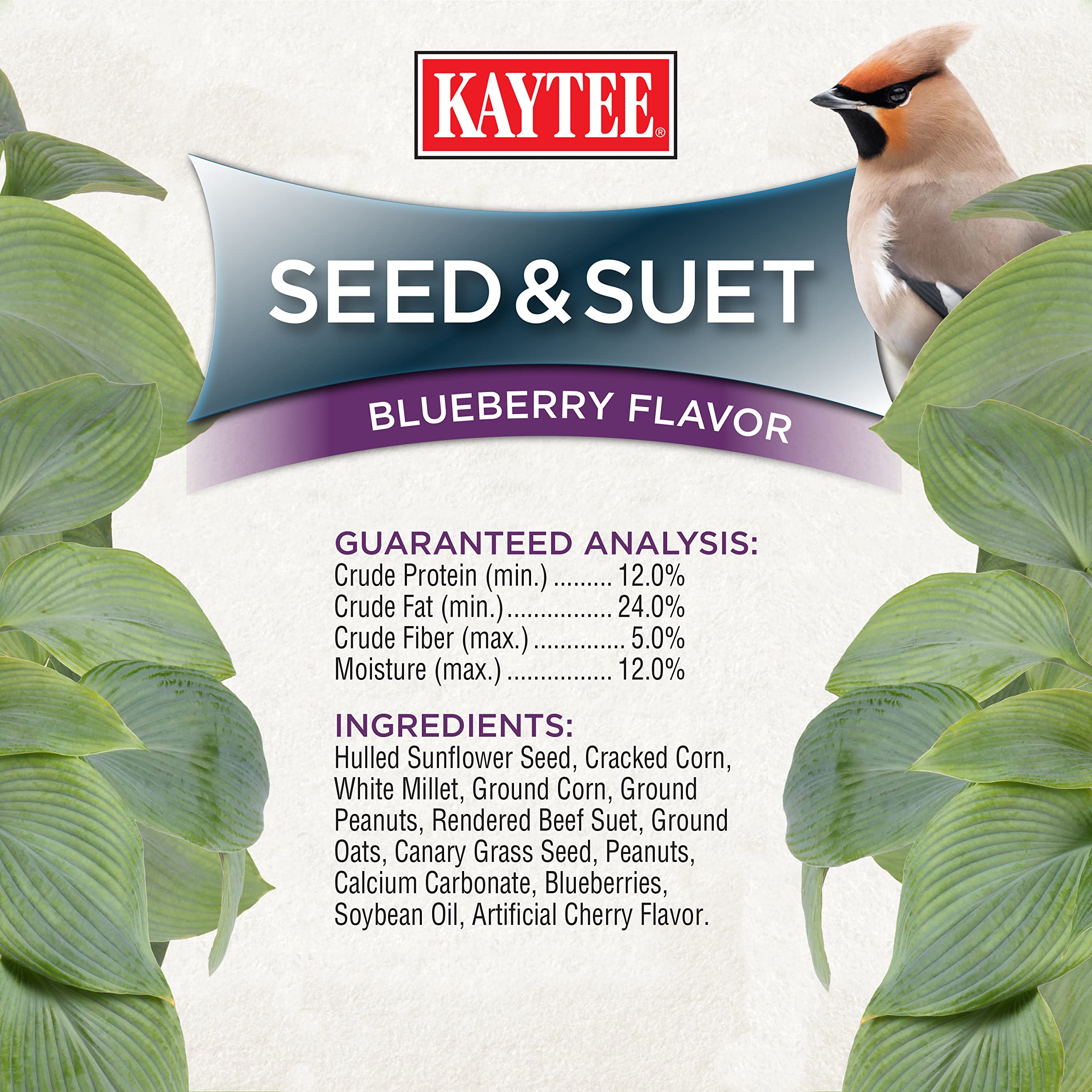 Kaytee etiqueta con ingredientes y uso para comederos, fácil lectura