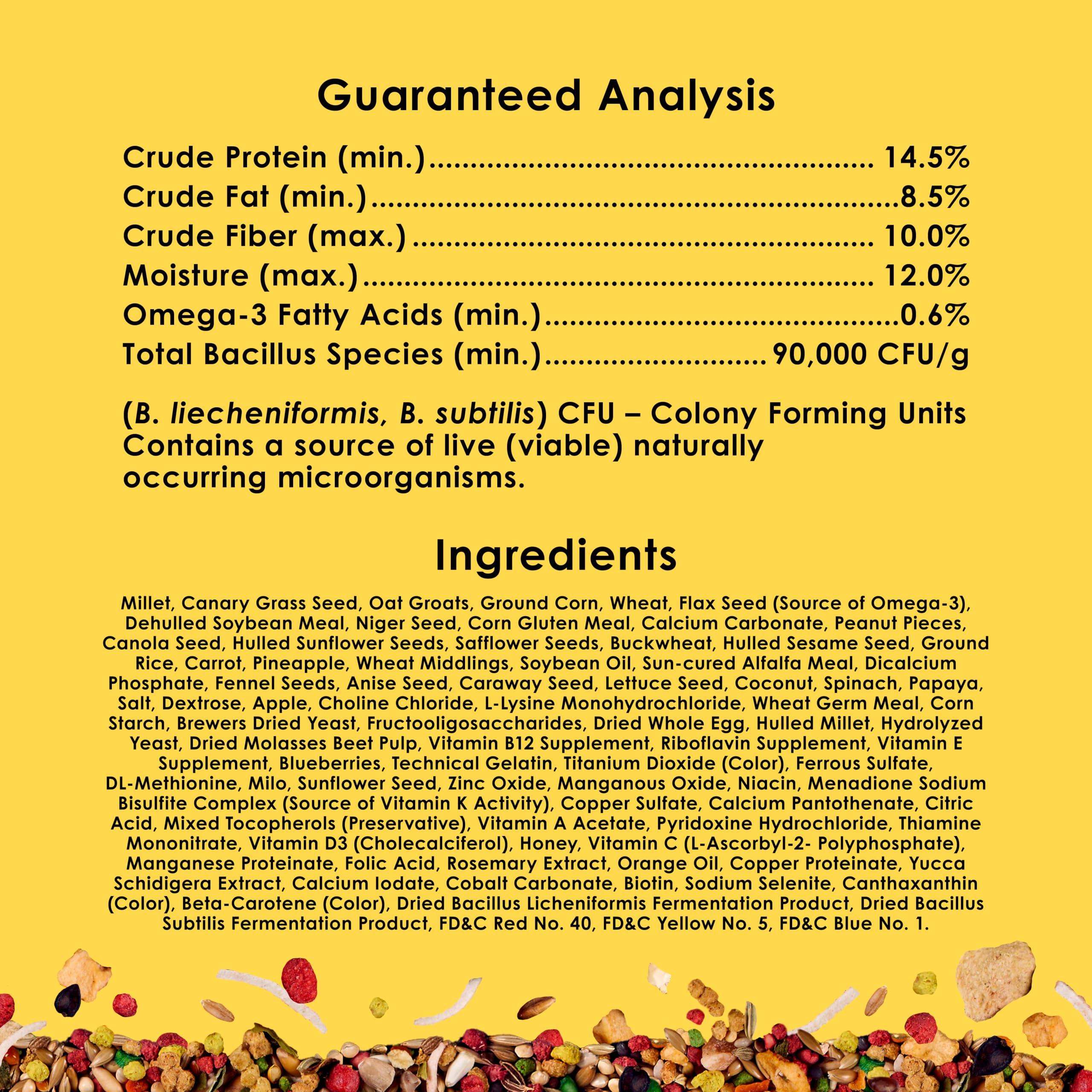 Kaytee Fiesta ingredientes secos extendidos mostrando calidad y variedad