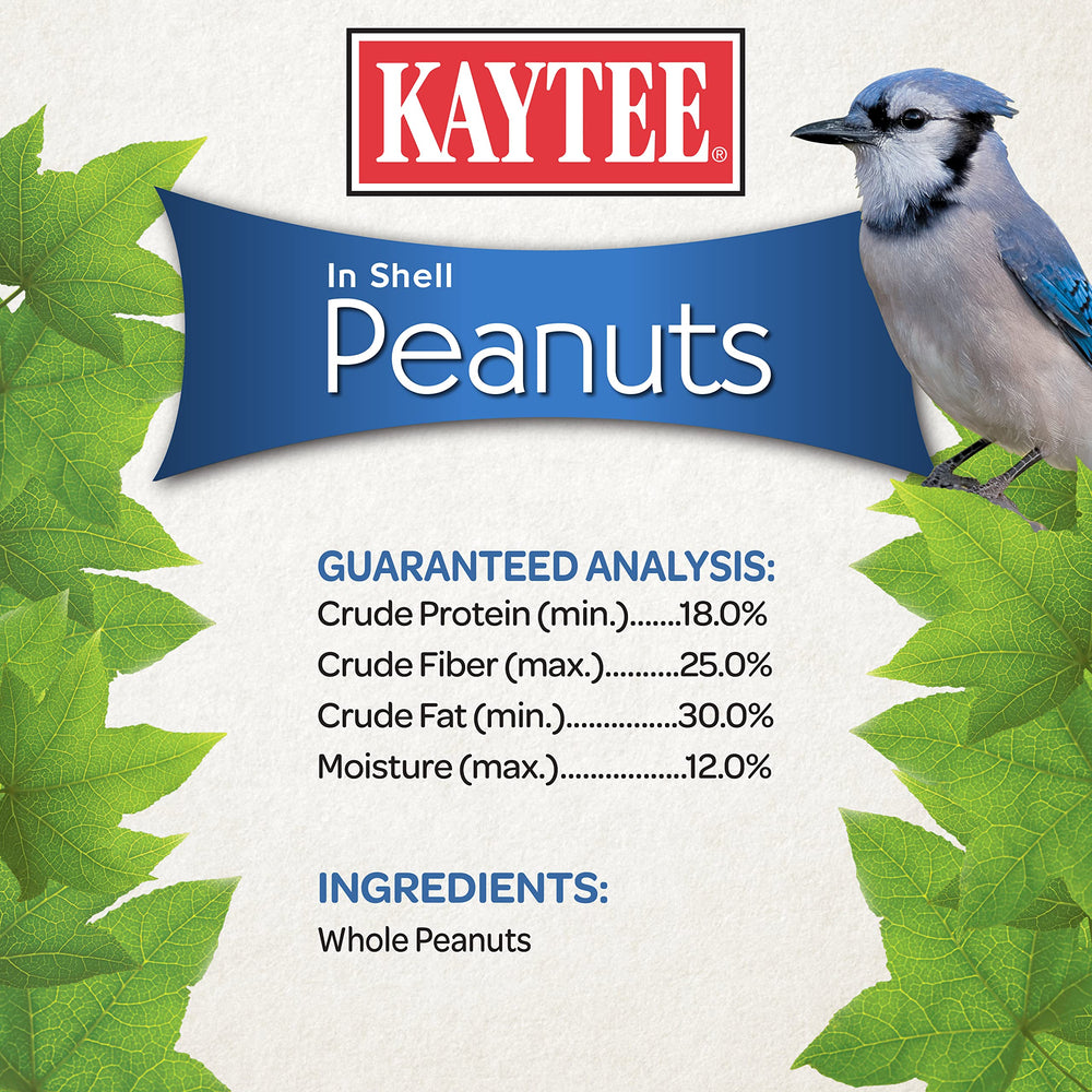 Kaytee open bag with visible whole peanuts indicating high-quality contents