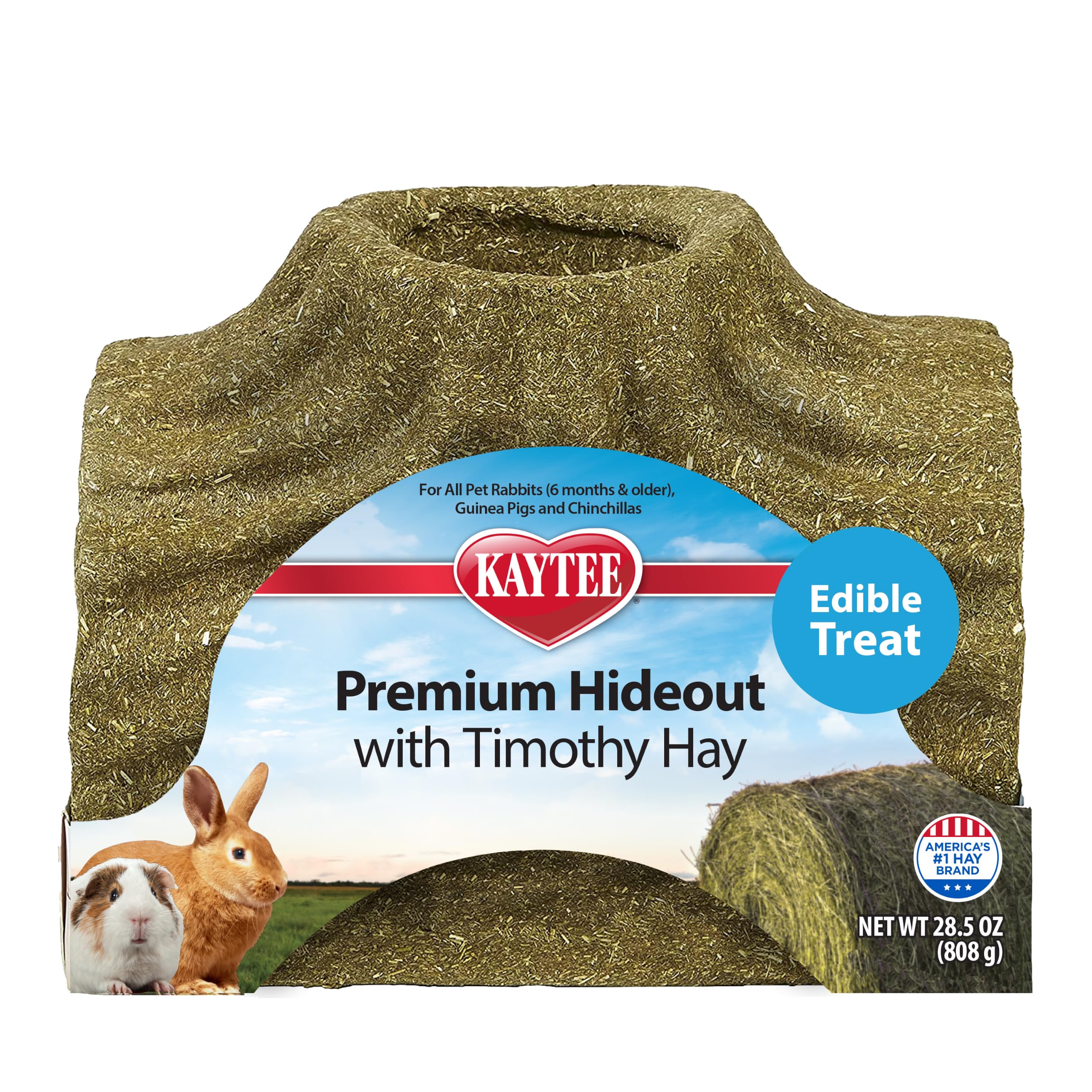 Kaytee front view of timothy hideout showing entrance and natural hay for comfortable retreat