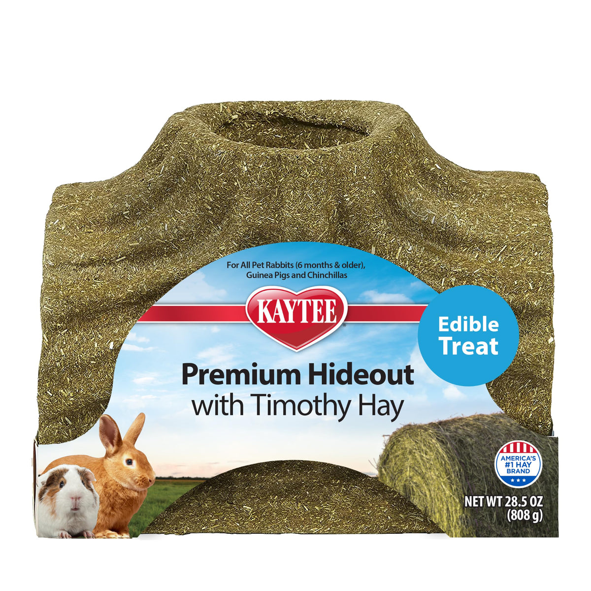 Kaytee front view of timothy hideout showing entrance and natural hay for comfortable retreat