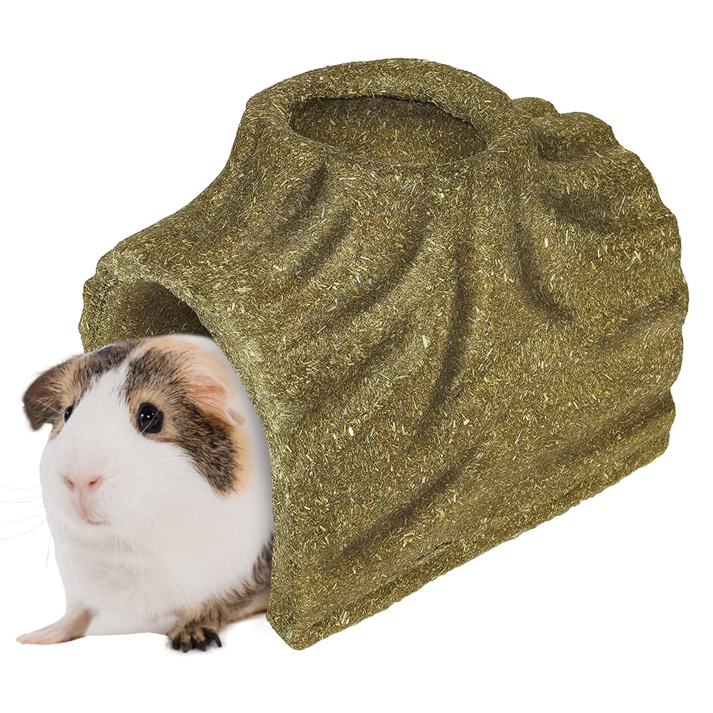 Kaytee hideout next to a ruler illustrating large size and fit for rabbits and guinea pigs