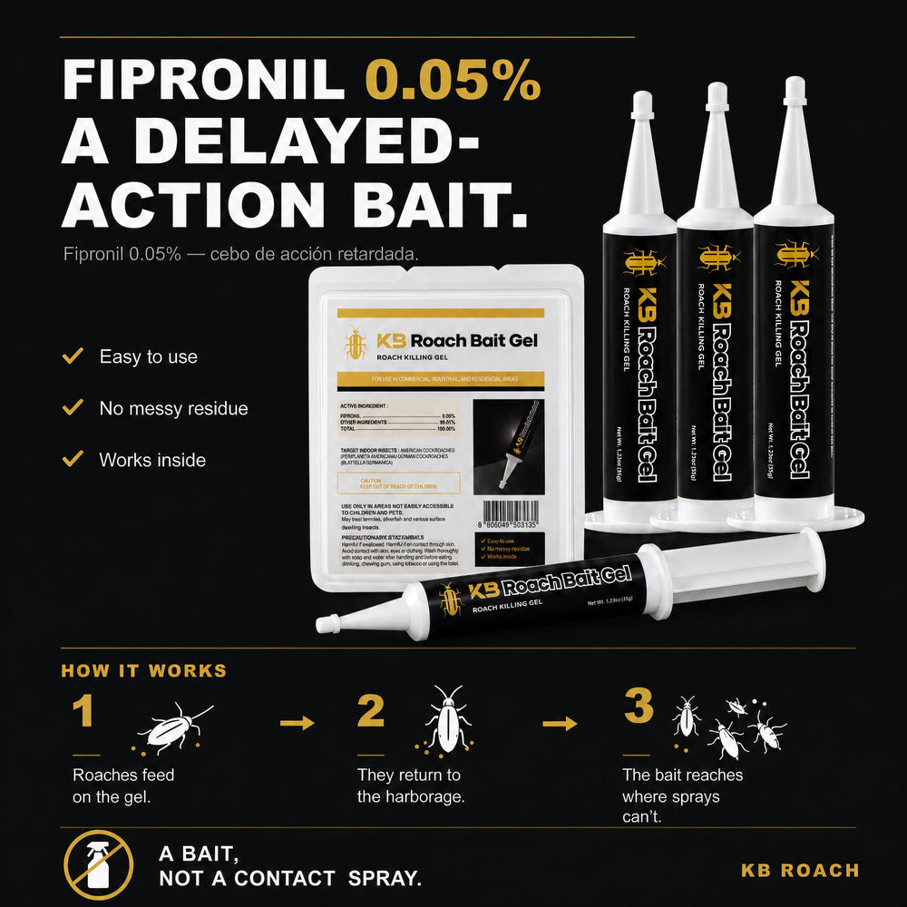 KB Roach Bait Gel applied under sink near pipes for targeted harborages