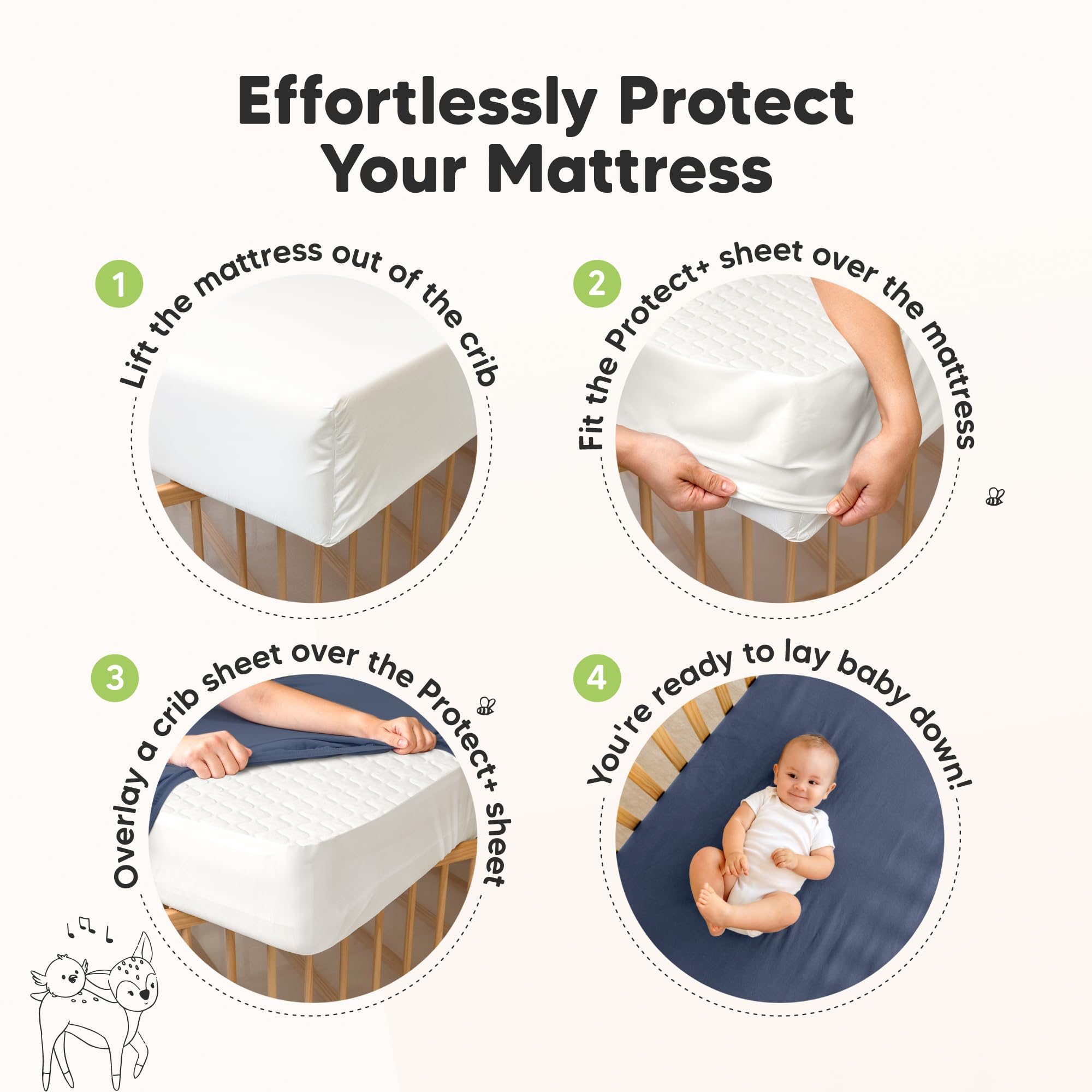 KeaBabies detalle de la base impermeable que protege contra derrames
