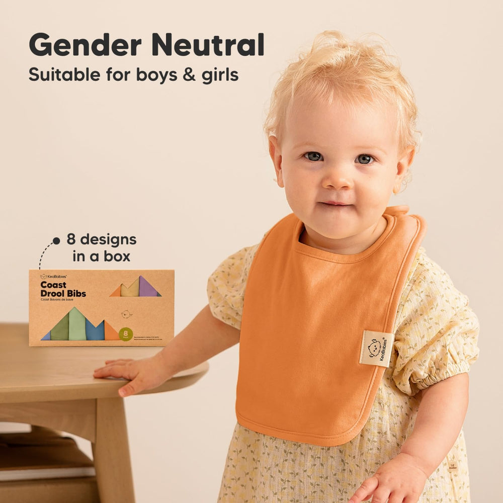 KeaBabies caja kraft abierta con baberos, regalo sostenible y útil
