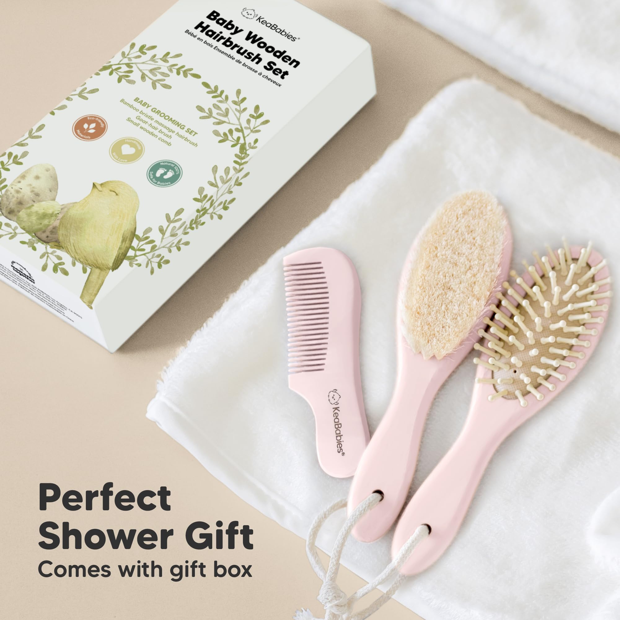 KeaBabies combinación peine y cepillo blush arreglo estético para tocador infantil