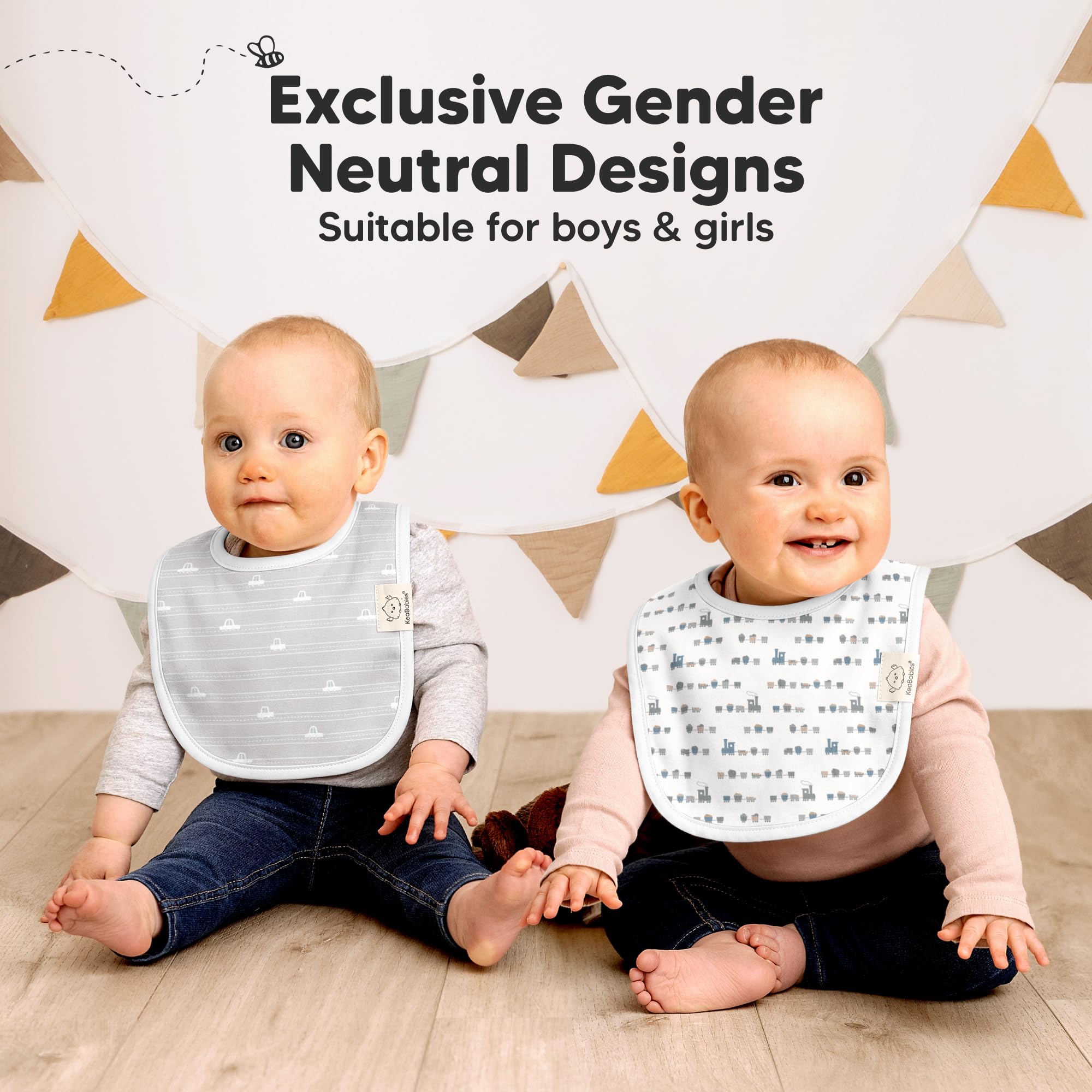 KeaBabies bebé usando babero absorbente durante la alimentación