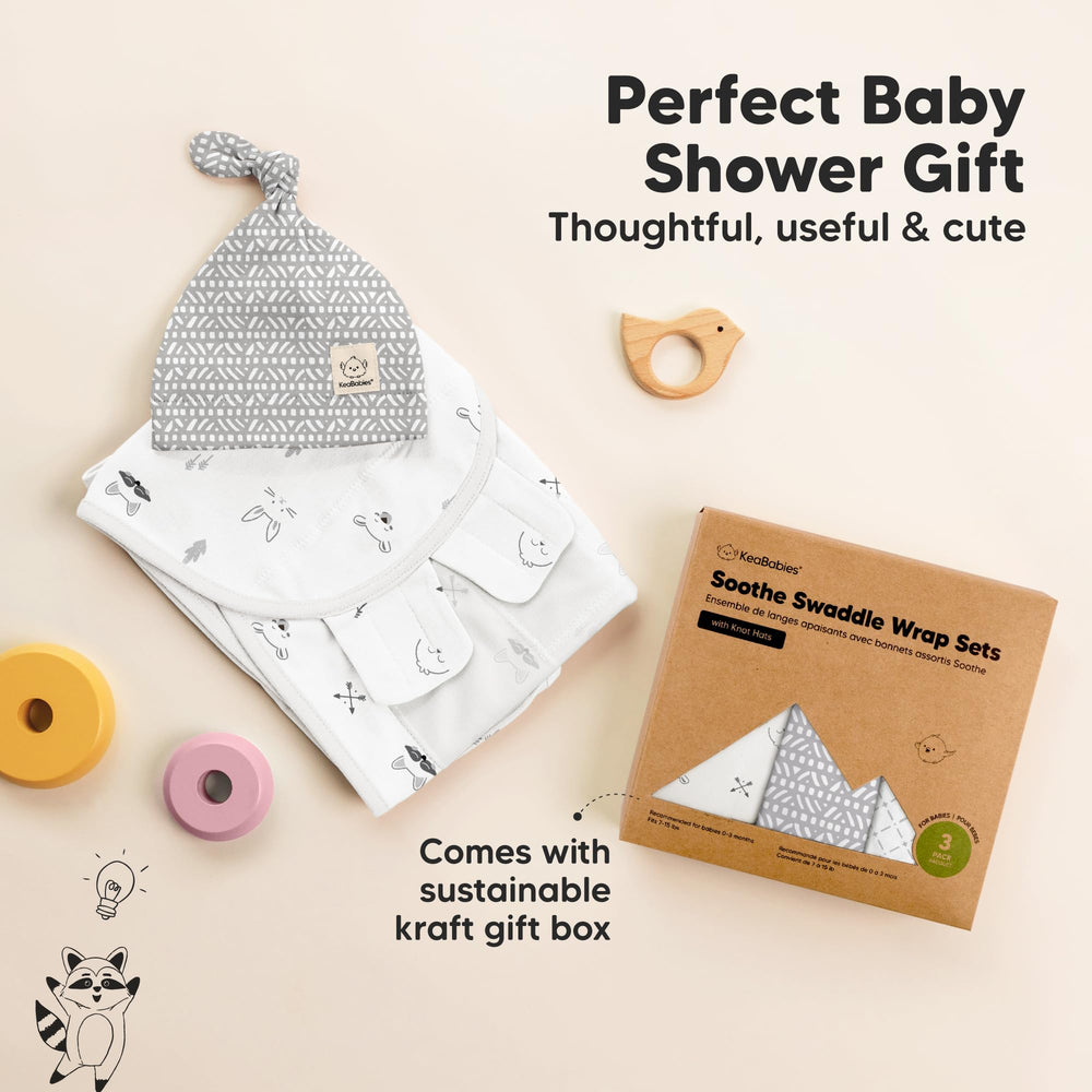 KeaBabies kraft gift box open displaying set as a ready-to-gift newborn present
