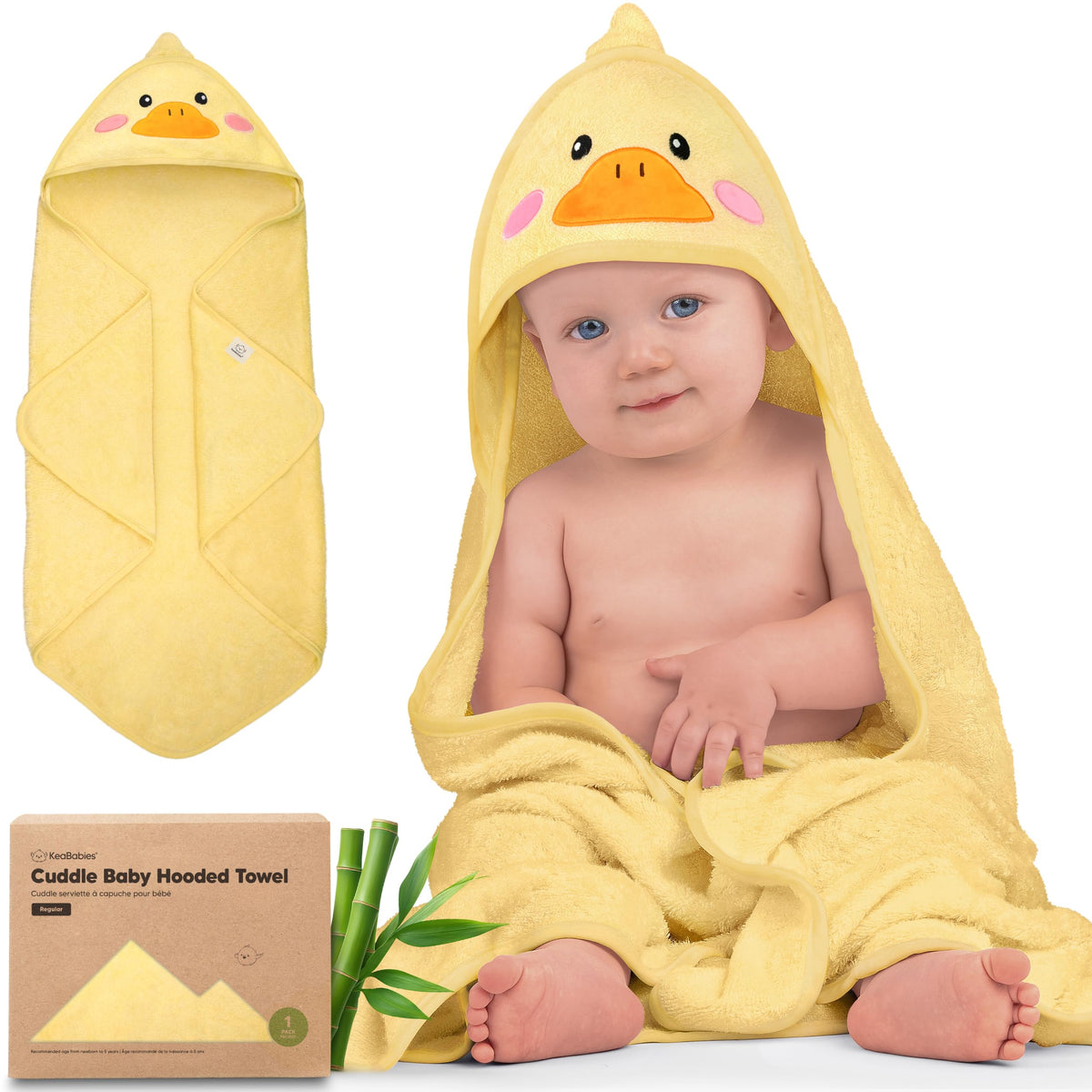 KeaBabies toalla con capucha vista frontal suave y acogedora
