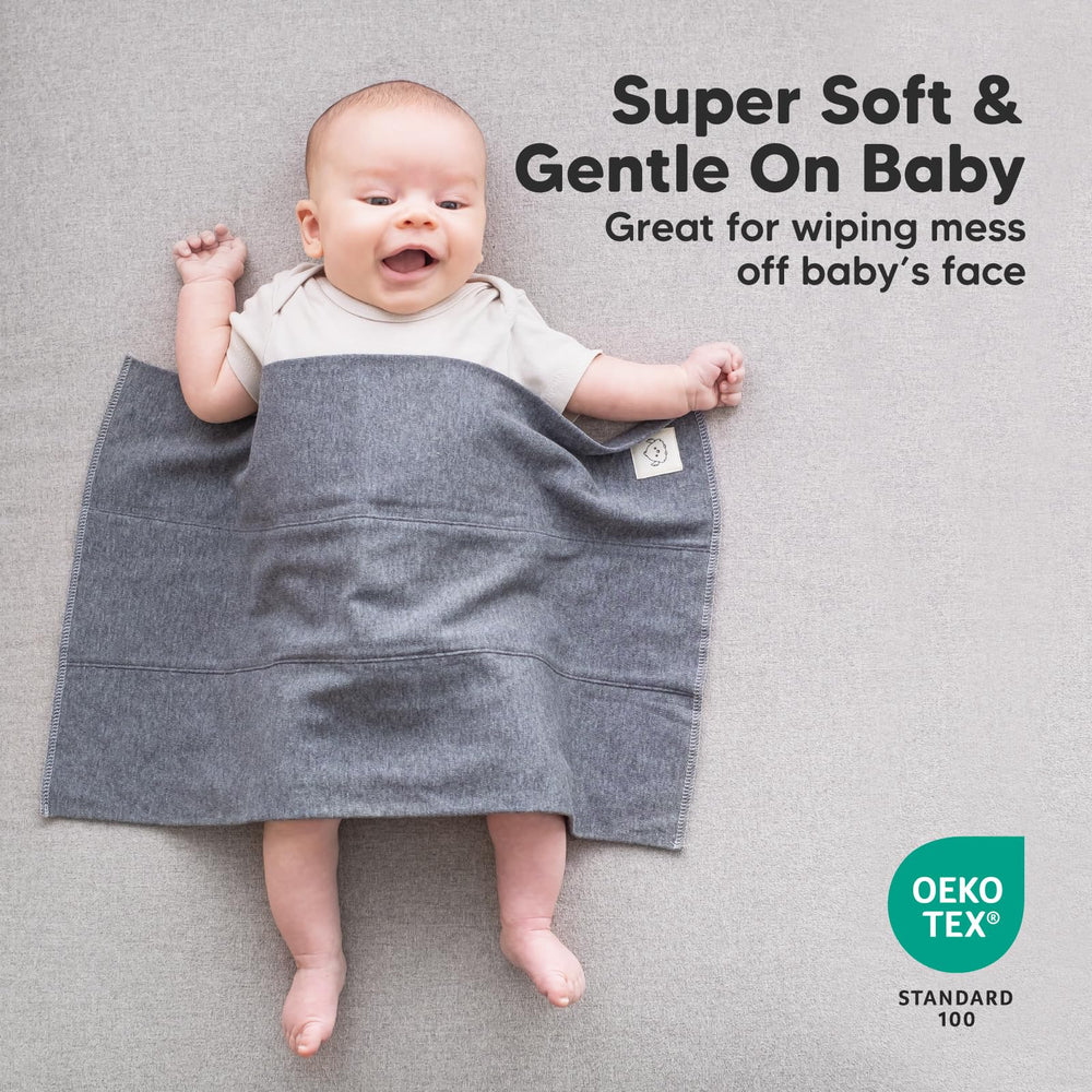 KeaBabies paño colocado sobre hombro absorbiendo regurgitación fácil