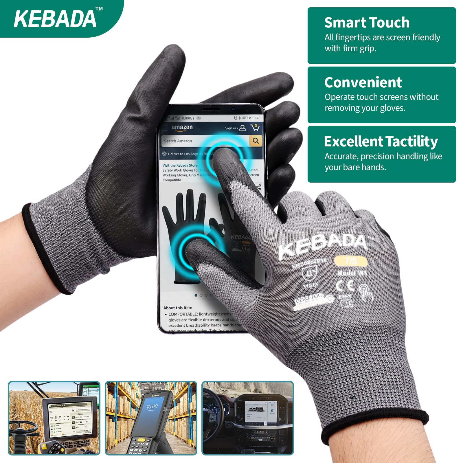 Kebada detalle de puntas táctiles para usar teléfono sin quitar guantes
