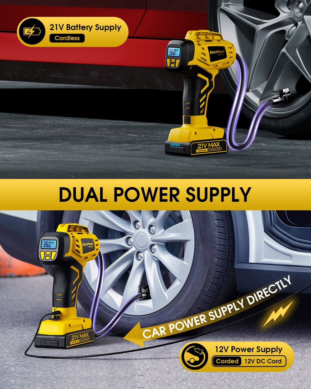 KeenPower puerto de carga rápida y salida USB para carga de móvil