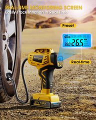 KeenPower conectado al puerto 12V del coche para inflado de emergencia