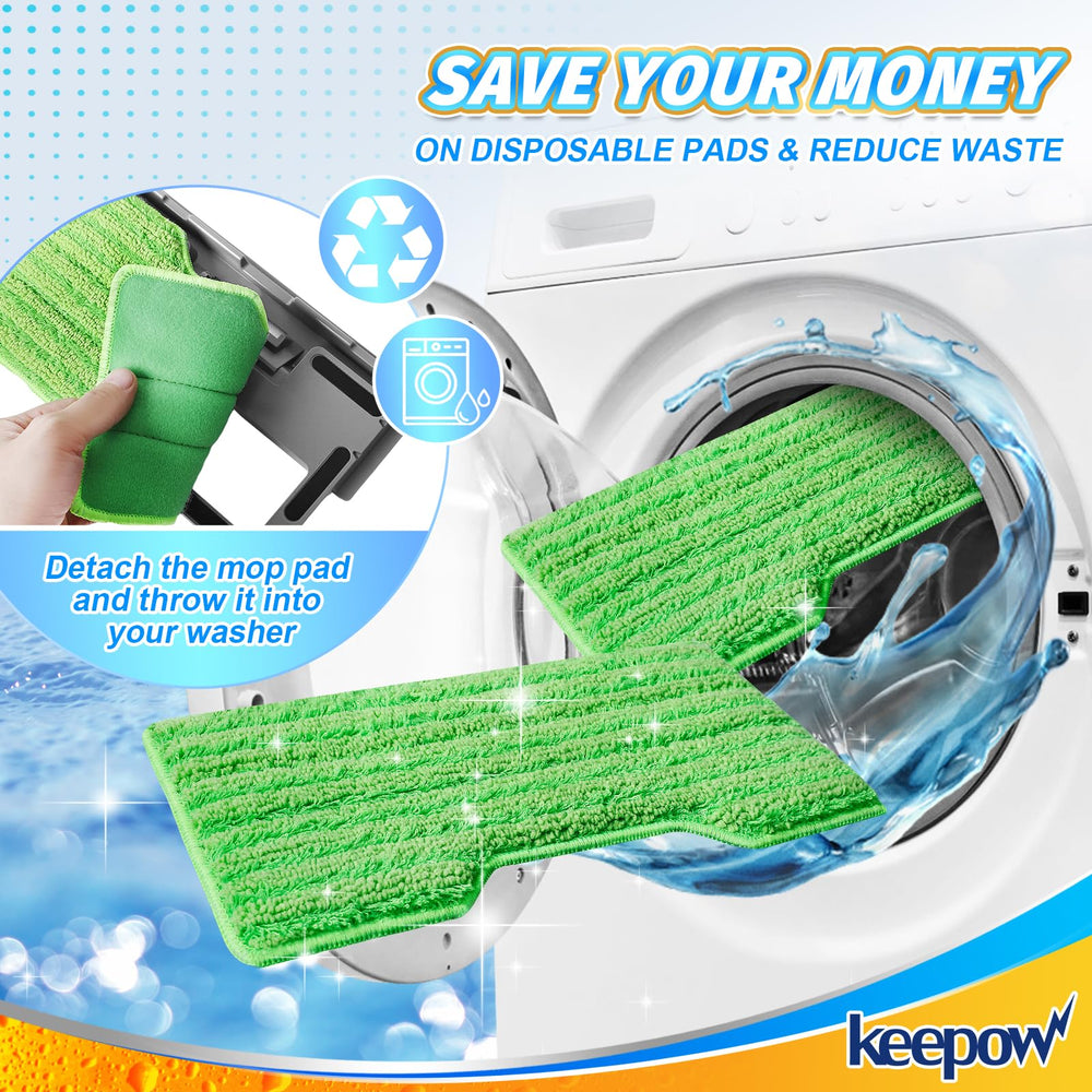 KEEPOW etiqueta que muestra materiales duraderos y lavables hasta 100 usos