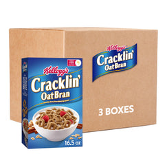 Kellogg's Cracklin' Oat Bran frente del paquete mostrando marca y tamaño