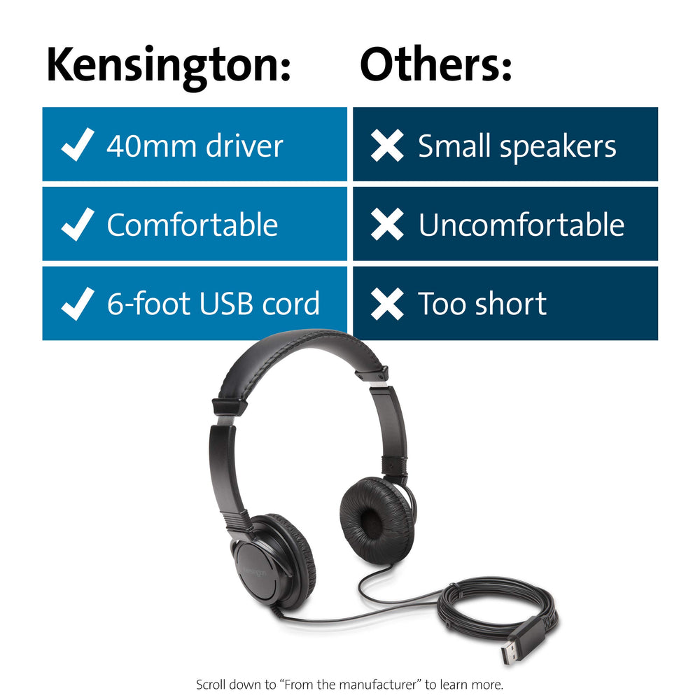 Kensington auriculares en uso en aula y oficina que facilitan clases y videoconferencias