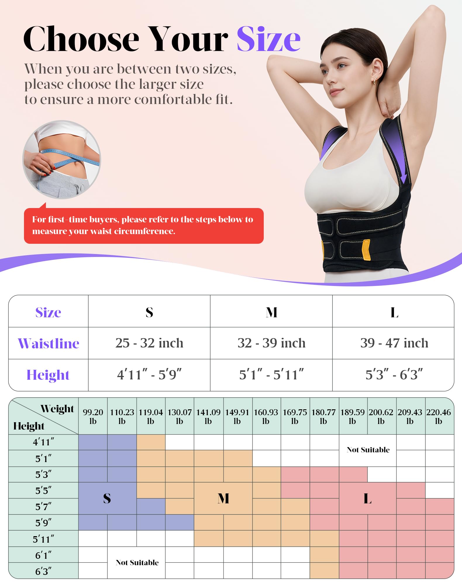 Kepwaa comparativa de talla y escala con una cinta métrica
