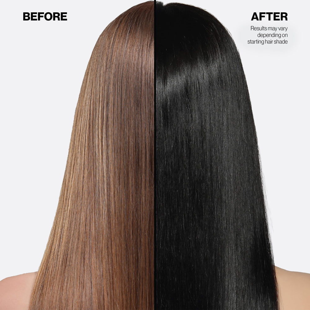 KERACOLOR resultado en cabello oscuro con brillo y tono enriquecido